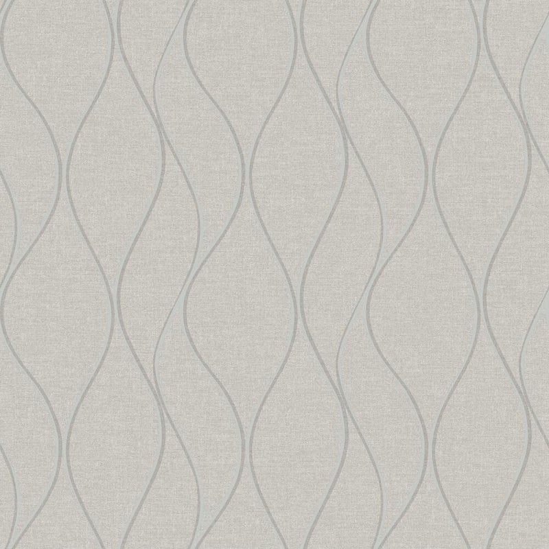 RoomMates RMK11292WP Beige Wave Ogee Peel and Stick Wallpaper